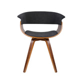 Curved Back Charcoal Fabric Dining Chair with Timber Base - Top-Down View