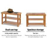 Bamboo Multi-Functional Shoe Rack and Seating Bench - Low Angle