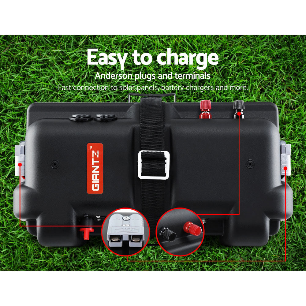 Giantz 12V Deep Cycle Battery Box - Portable Power Station with USB Ports and Cigarette Lighter Socket