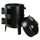 Grillz Premium 3-in-1 Charcoal BBQ Smoker - Black Edition - Front View