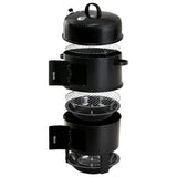 Grillz Premium 3-in-1 Charcoal BBQ Smoker - Black Edition - Top-Down View