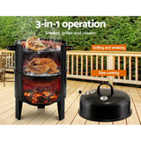Grillz Premium 3-in-1 Charcoal BBQ Smoker - Black Edition - Rear View