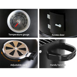Grillz Premium 3-in-1 Charcoal BBQ Smoker - Black Edition - Close-Up Angle