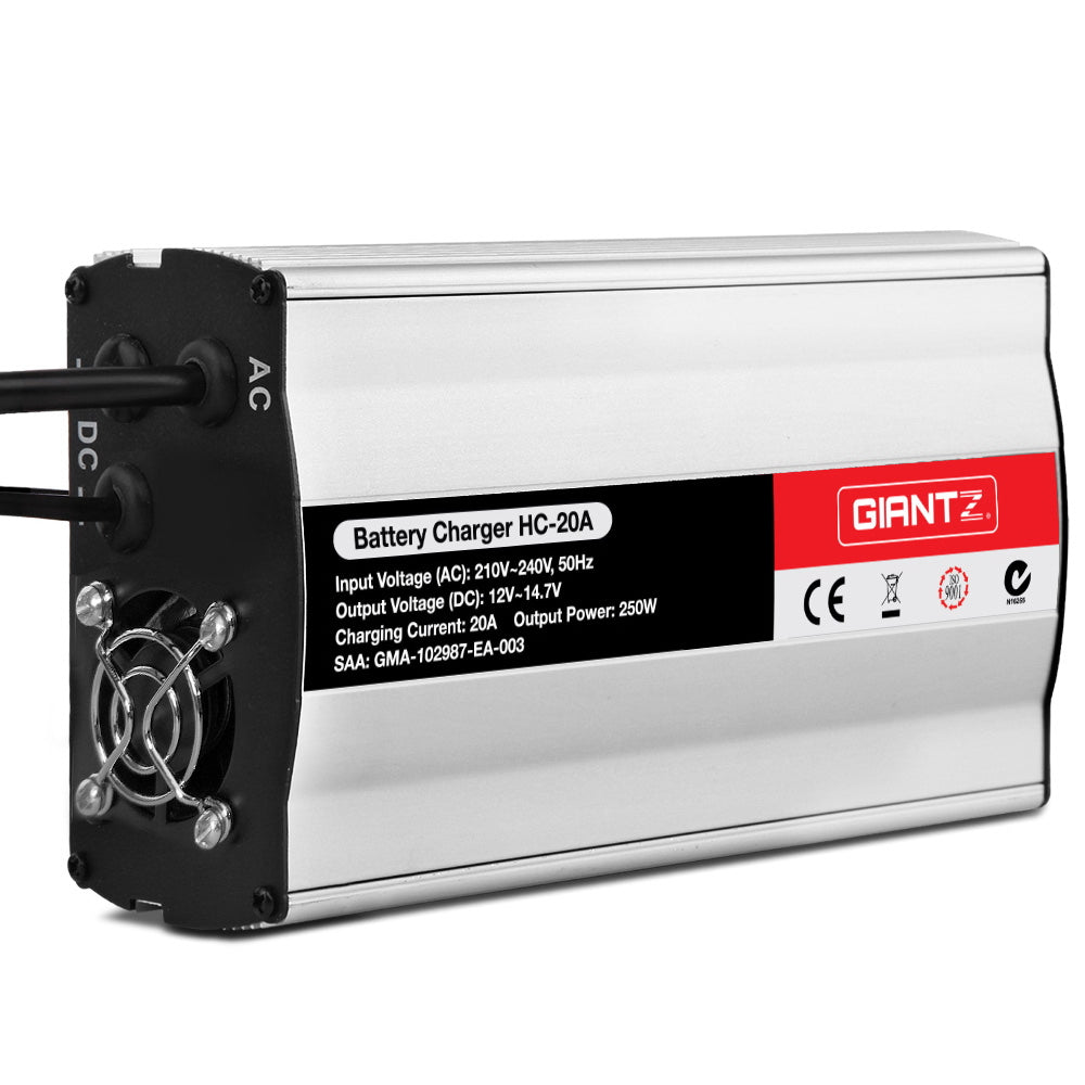 12V 20 Amp Smart Battery Charger for Cars, ATVs, Boats, and Motorcycles