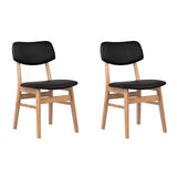 Set of 2 Scandinavian-Style Dining Chairs - Black & Brown - Front View