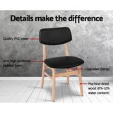 Set of 2 Scandinavian-Style Dining Chairs - Black & Brown - Close-Up Angle