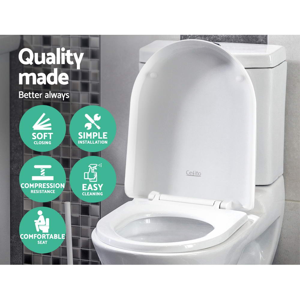 Cefito Universal Soft-Close Toilet Seat Cover - Durable U Shape Bathroom Essential