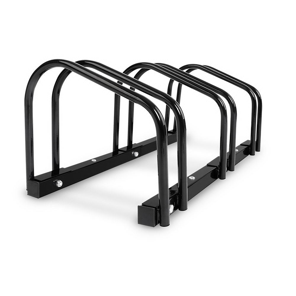 Tri-Bike Freestanding Parking Rack - Portable Bicycle Storage Stand in Black