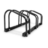 Tri-Bike Freestanding Parking Rack - Portable Bicycle Storage Stand in Black - Front View