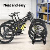 Tri-Bike Freestanding Parking Rack - Portable Bicycle Storage Stand in Black - Top-Down View