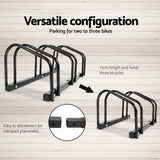 Tri-Bike Freestanding Parking Rack - Portable Bicycle Storage Stand in Black - 45-Degree Angle