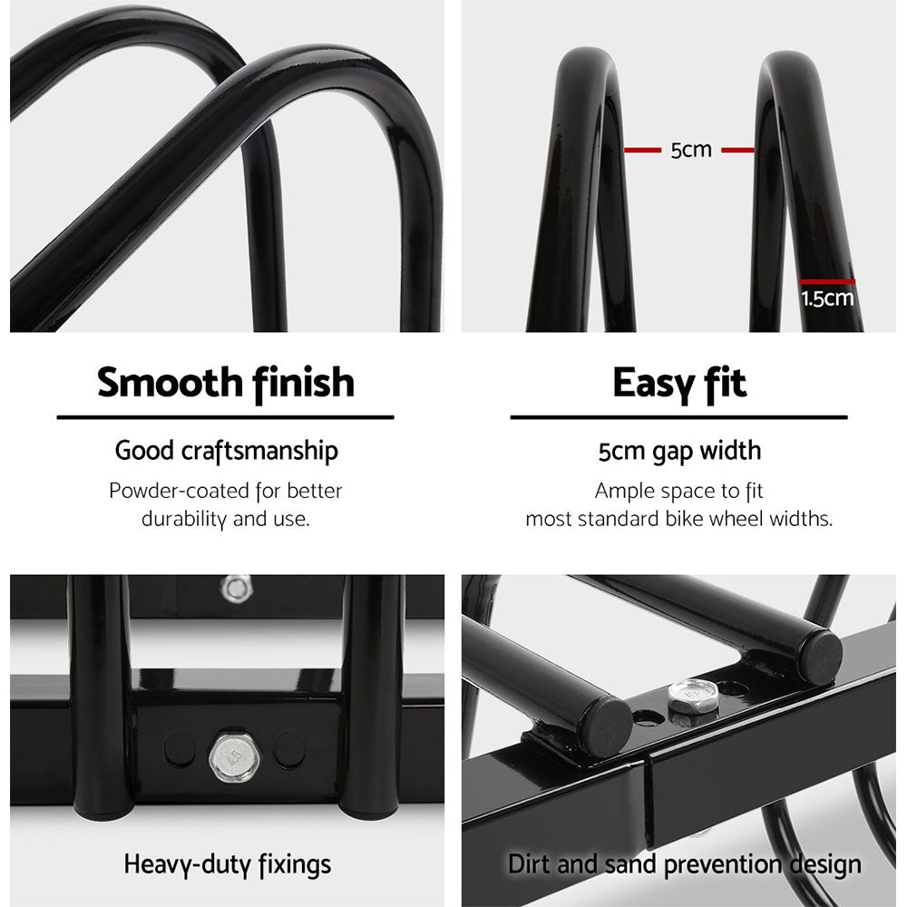 Tri-Bike Freestanding Parking Rack - Portable Bicycle Storage Stand in Black