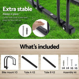 Tri-Bike Freestanding Parking Rack - Portable Bicycle Storage Stand in Black - Close-Up Angle