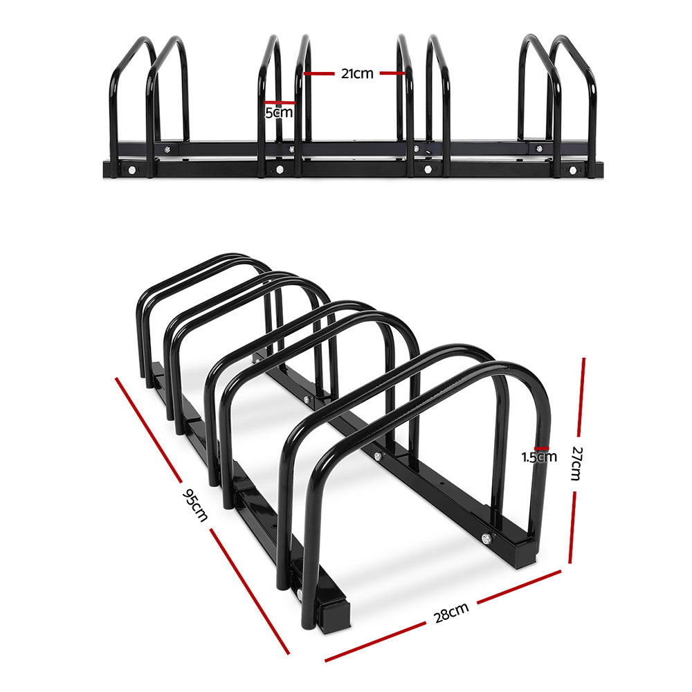 Freestanding 4-Bike Storage Rack - Portable Bicycle Parking Solution in Black