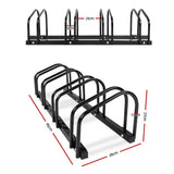 Freestanding 4-Bike Storage Rack - Portable Bicycle Parking Solution in Black - Side View