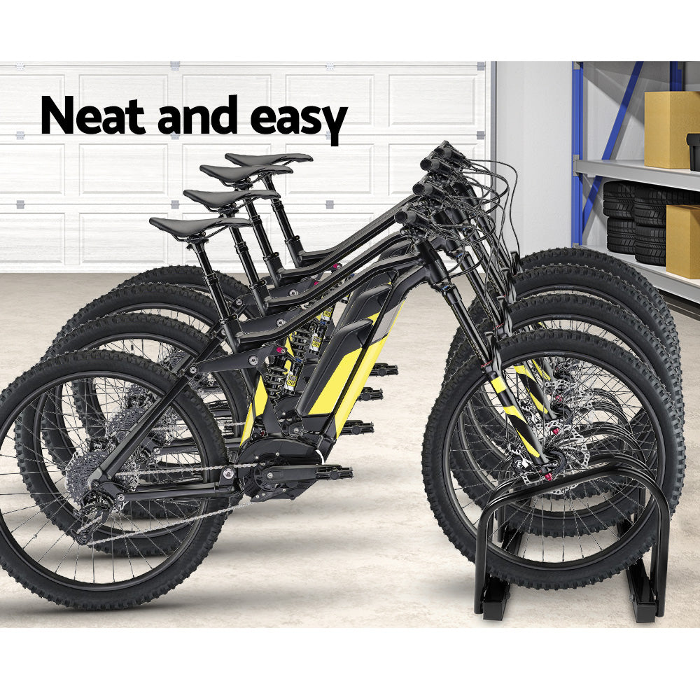 Freestanding 4-Bike Storage Rack - Portable Bicycle Parking Solution in Black