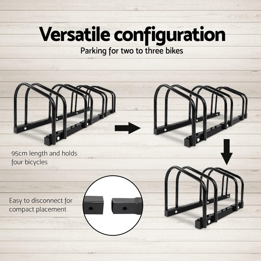 Freestanding 4-Bike Storage Rack - Portable Bicycle Parking Solution in Black