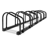 Freestanding 6-Bike Storage Rack - Portable Bicycle Parking Stand in Black - Front View