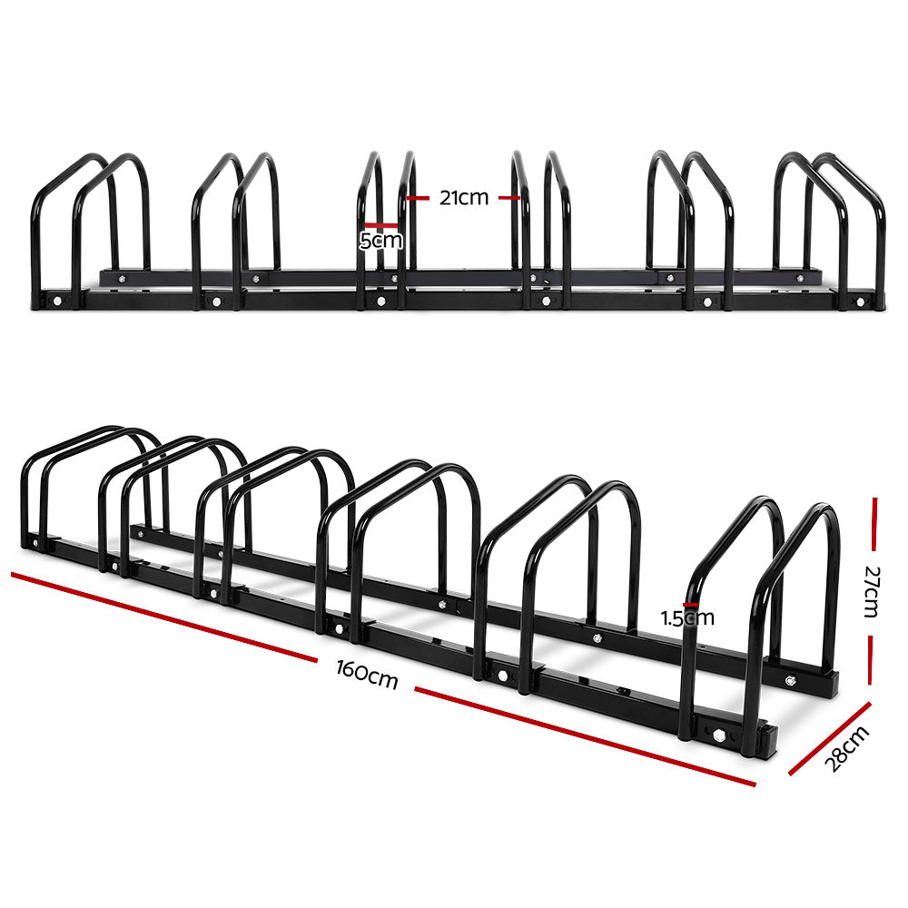 Freestanding 6-Bike Storage Rack - Portable Bicycle Parking Stand in Black