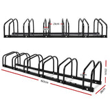 Freestanding 6-Bike Storage Rack - Portable Bicycle Parking Stand in Black - Side View