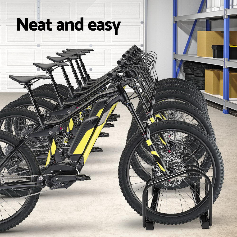 Freestanding 6-Bike Storage Rack - Portable Bicycle Parking Stand in Black