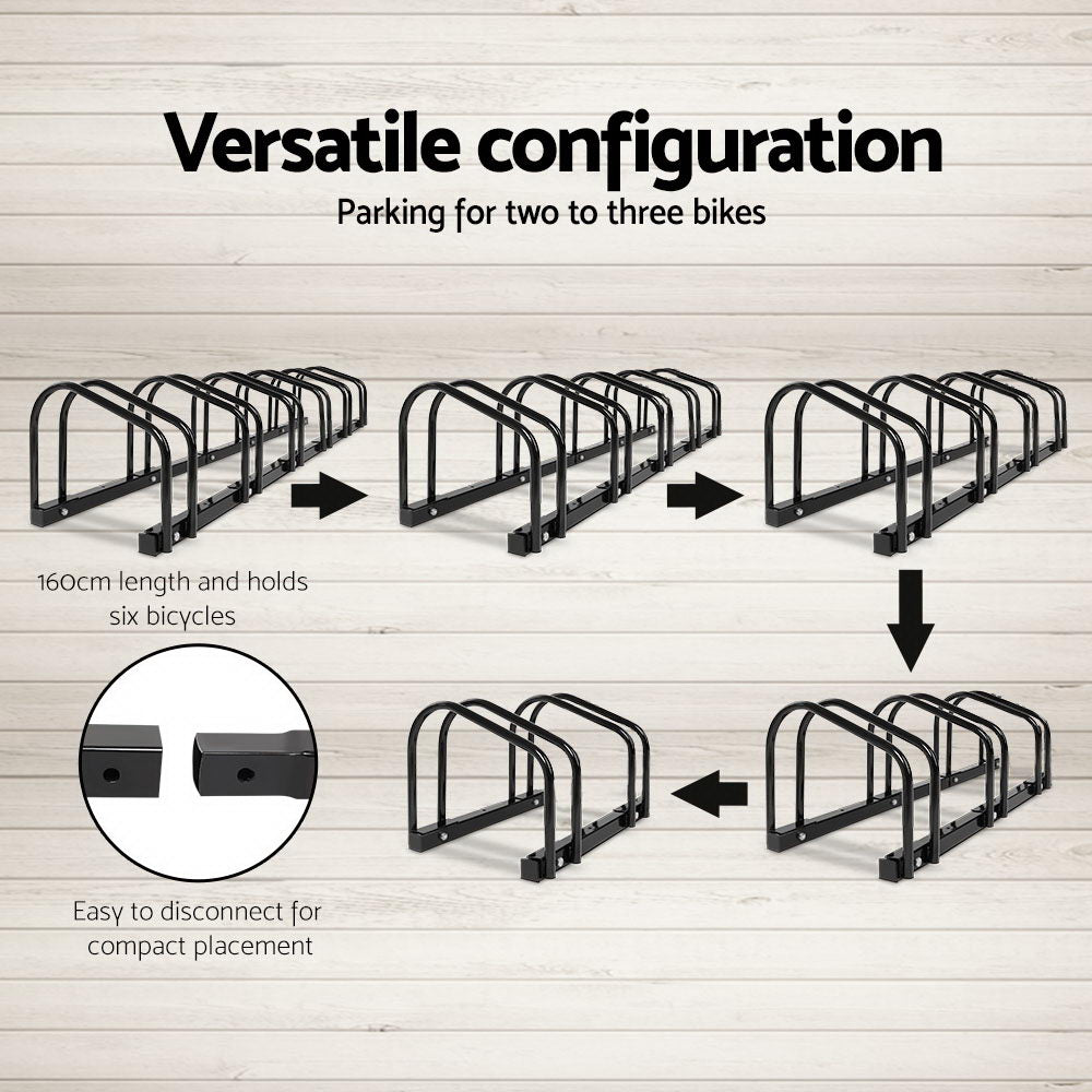 Freestanding 6-Bike Storage Rack - Portable Bicycle Parking Stand in Black