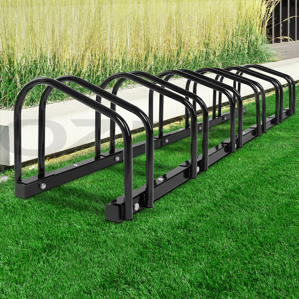 Freestanding 6-Bike Storage Rack - Portable Bicycle Parking Stand in Black