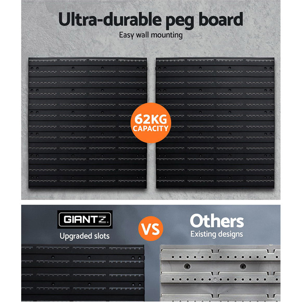 Giantz Tool Organizer Rack with Peg Boards and Removable Holders for Garage Storage