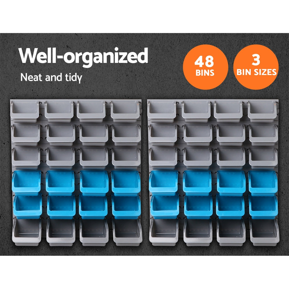 Versatile 48-Bin Wall-Mounted Storage Organizer for Tools and Accessories