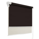Stylish Dual-Function Blockout Roller Blinds with Sheer Sunscreen - 0.9x2.1M in Cream & Coffee - Front View