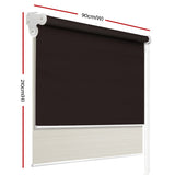 Stylish Dual-Function Blockout Roller Blinds with Sheer Sunscreen - 0.9x2.1M in Cream & Coffee - Side View
