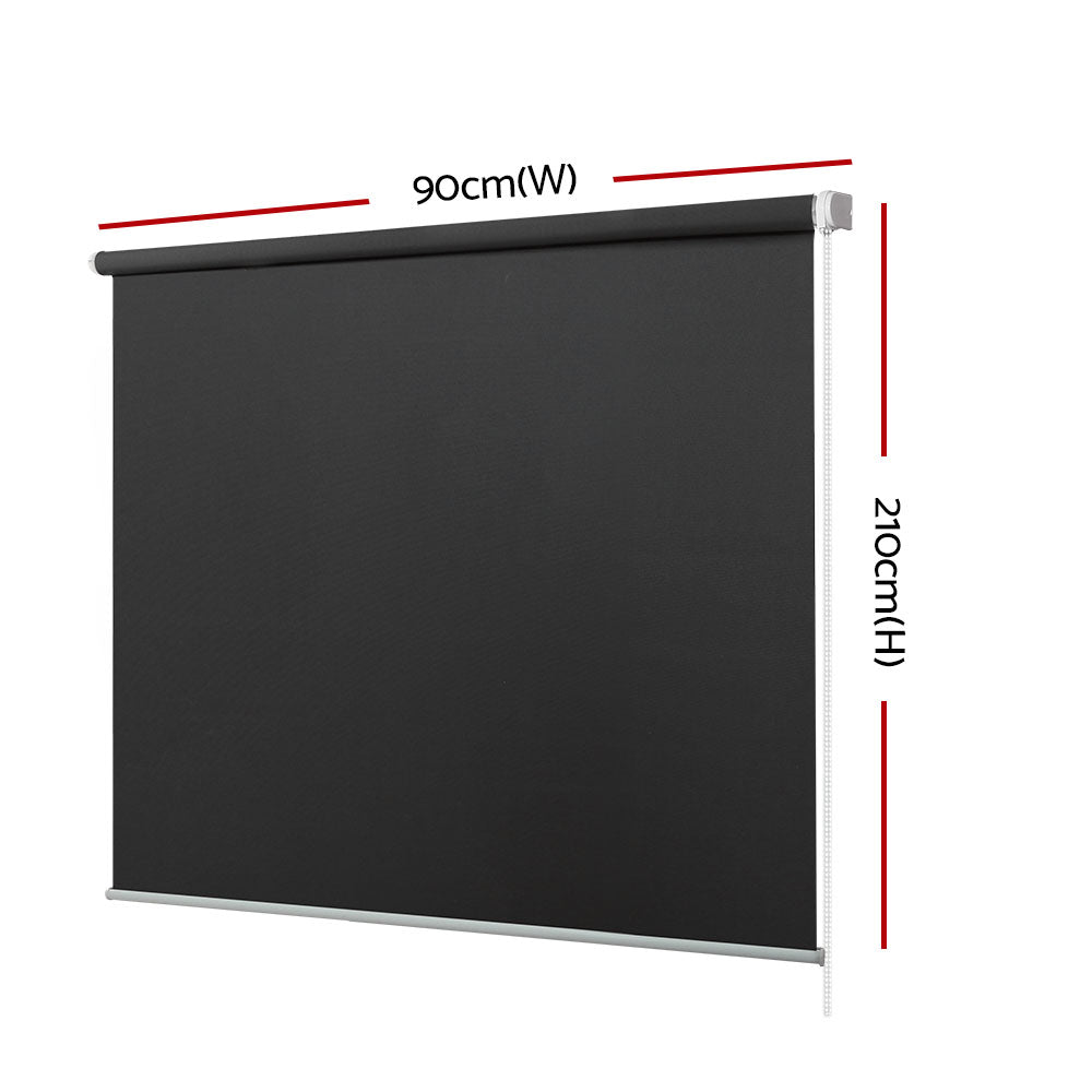 Sleek Dark Grey Blockout Roller Shades - 0.9m x 2.1m Privacy Solution