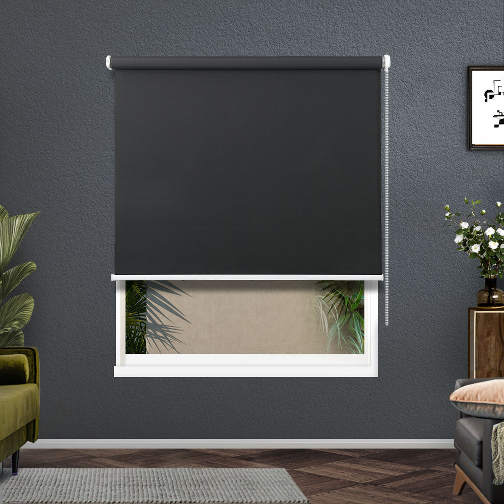 Sleek Dark Grey Blockout Roller Shades - 0.9m x 2.1m Privacy Solution