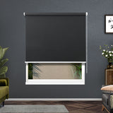 Sleek Dark Grey Blockout Roller Shades - 0.9m x 2.1m Privacy Solution