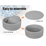 Keezi Kids Ball Pit 90x30cm Ocean Foam Play Pool Barrier Toys Children Grey - Top-Down View