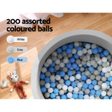 Keezi Kids Ball Pit 90x30cm Ocean Foam Play Pool Barrier Toys Children Grey - Rear View