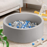 Keezi Kids Ball Pit 90x30cm Ocean Foam Play Pool Barrier Toys Children Grey - Low Angle