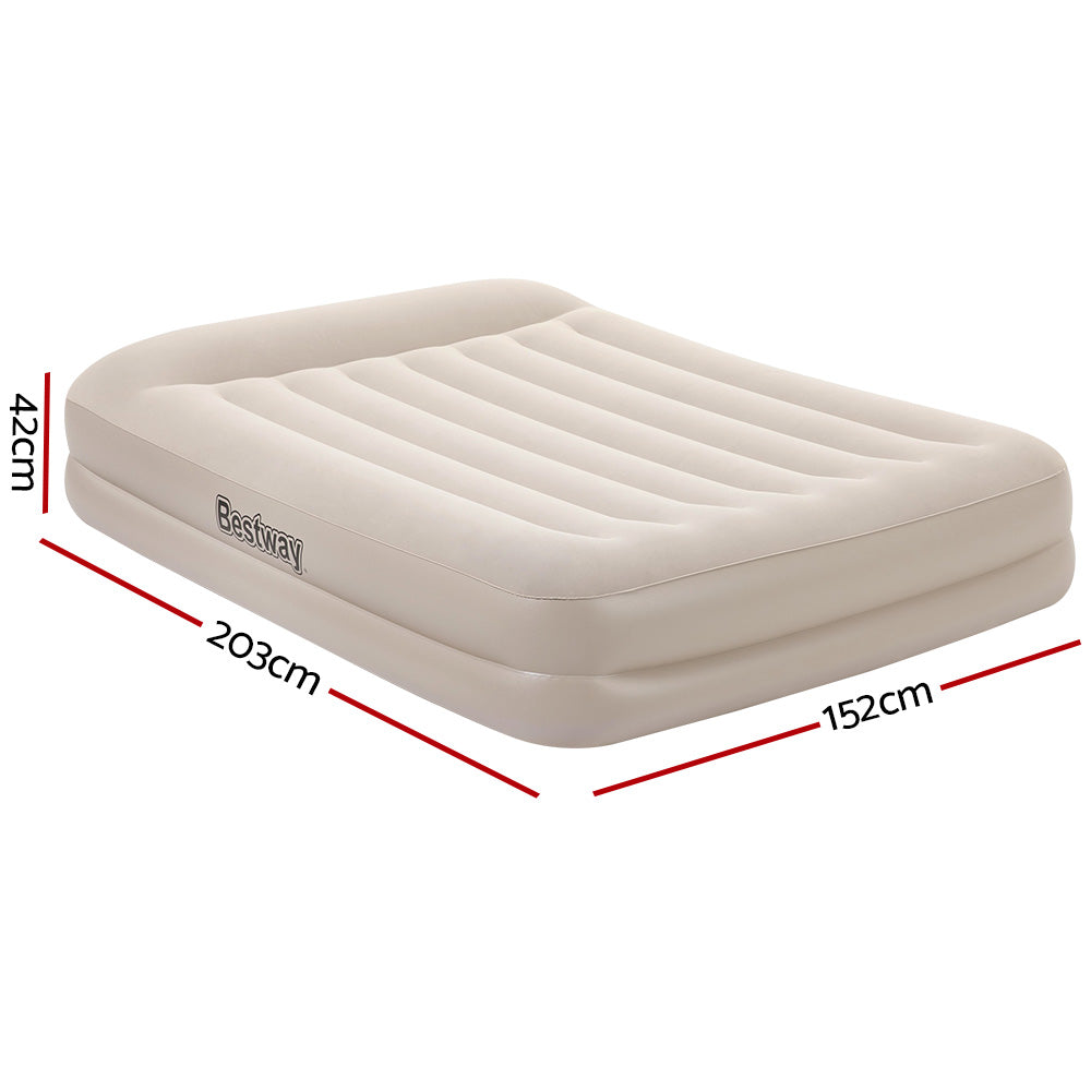 Bestway Queen Size Inflatable Air Mattress with Built-in Pump for Camping and Home Use