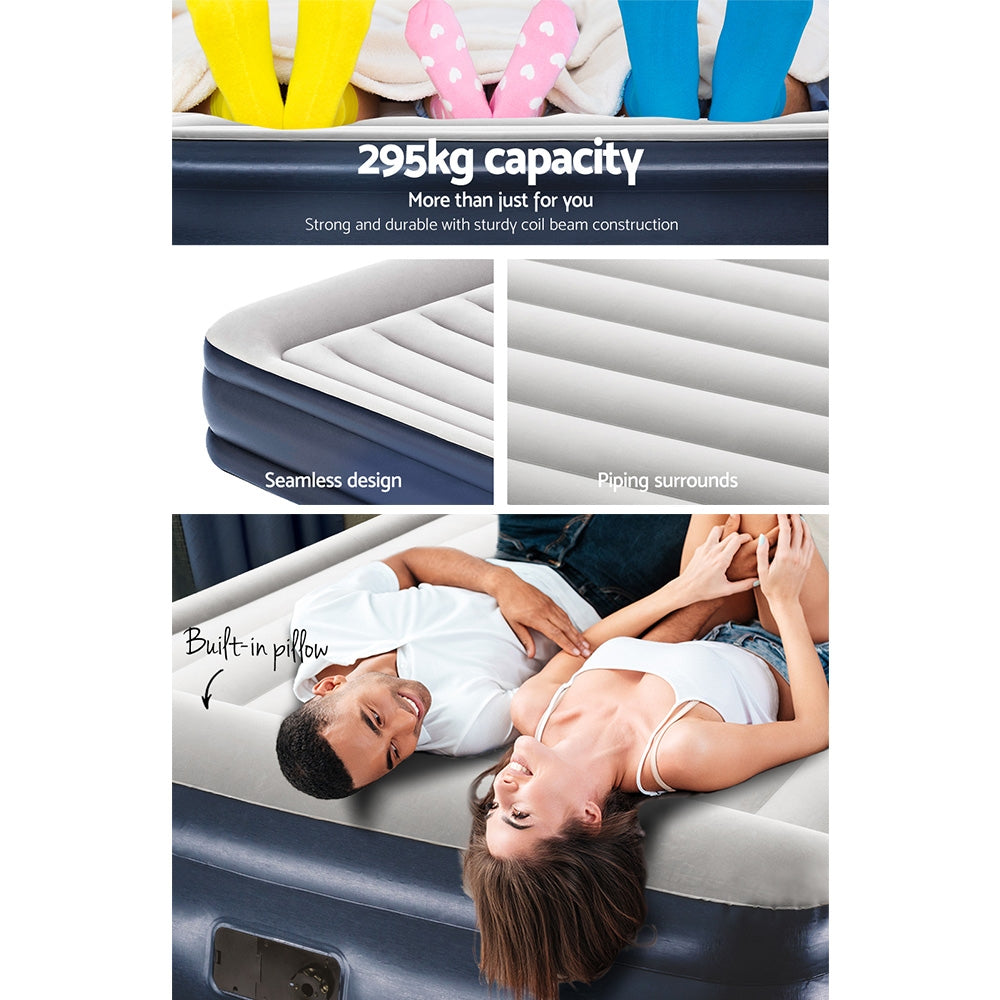 Bestway Queen Size Inflatable Air Mattress with Built-in Pump and Carry Bag