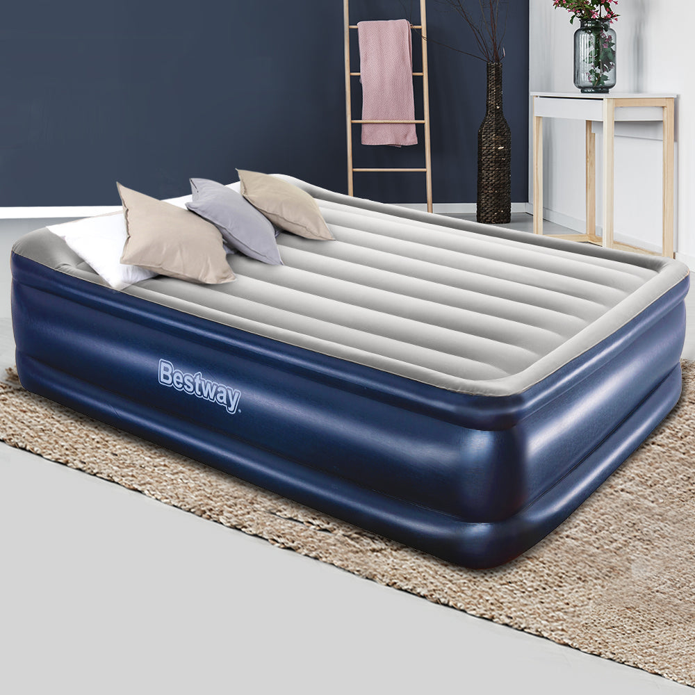 Bestway Queen Size Inflatable Air Mattress with Built-in Pump and Carry Bag