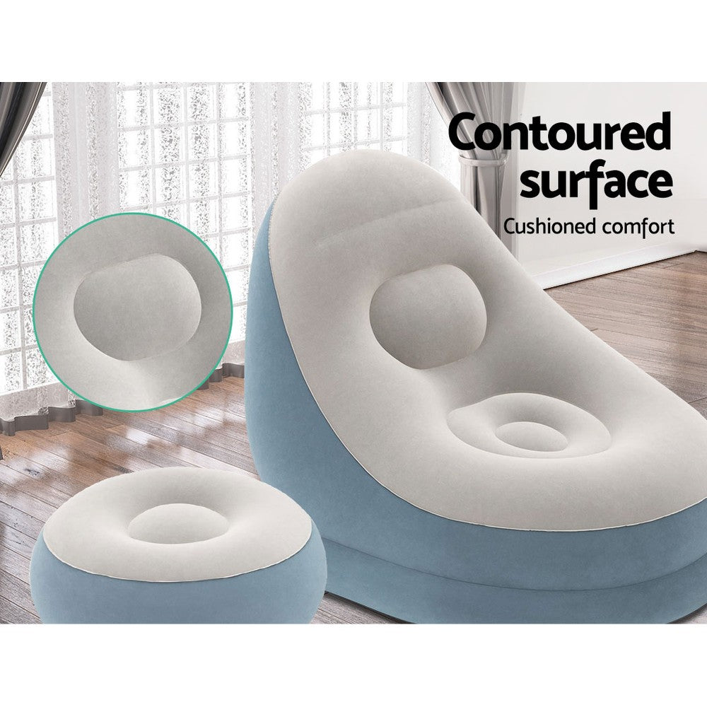Bestway Inflatable Lounge Chair with Footrest - Comfortable Blow-Up Sofa for Home & Outdoors