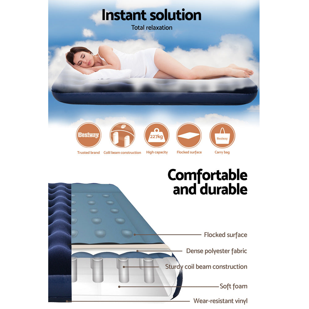 Bestway Single Air Mattress - Quick Inflate & Comfortable for Camping