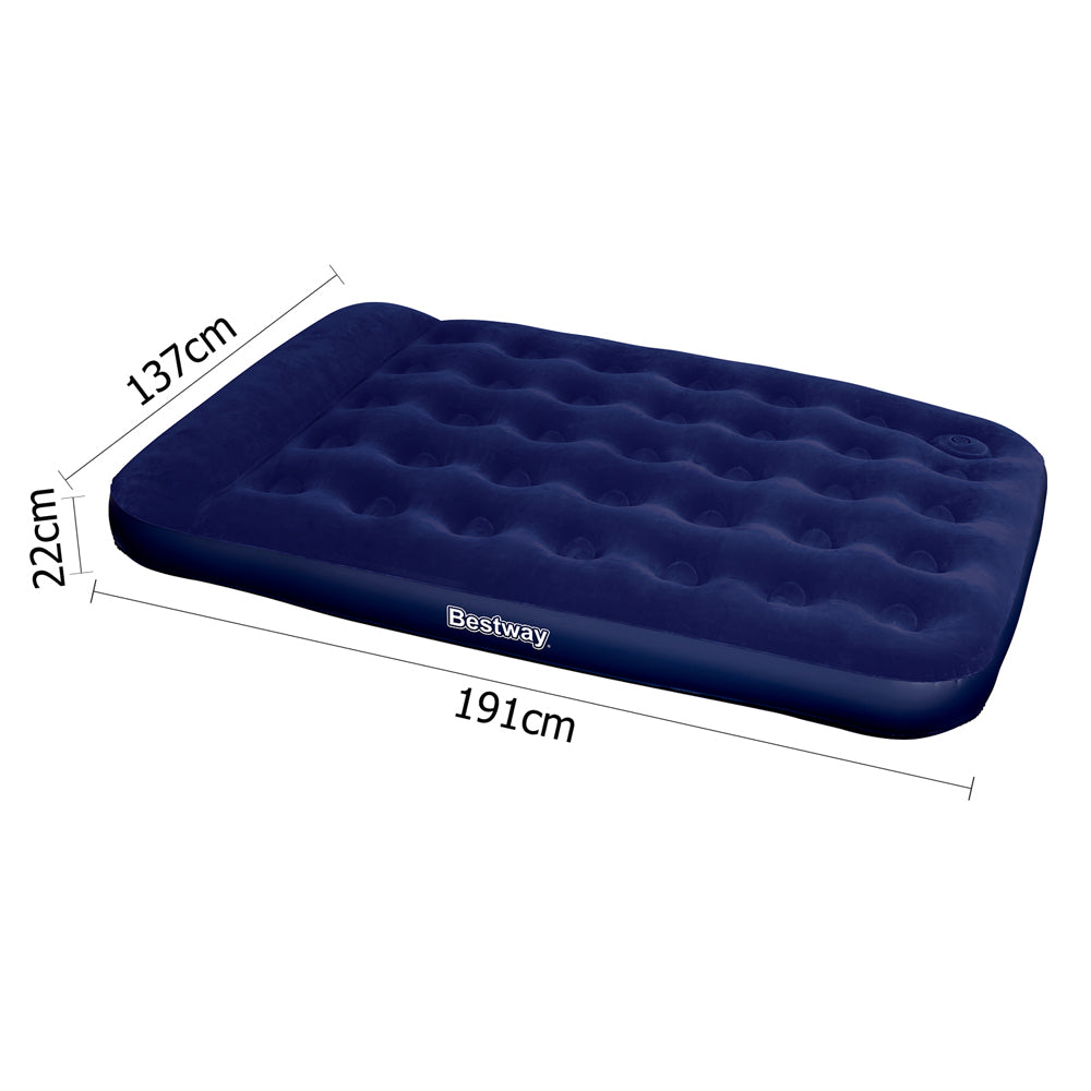 Bestway Double Air Mattress with Built-in Pillow - Navy Blue