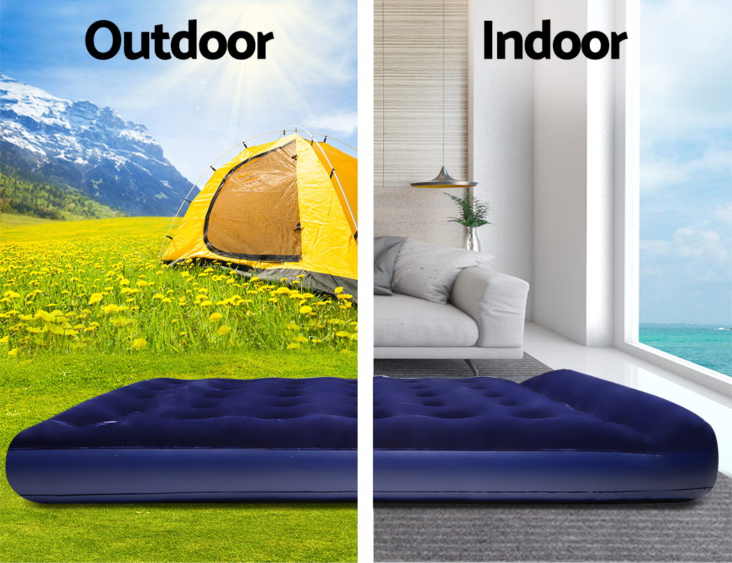 Bestway Double Air Mattress with Built-in Pillow - Navy Blue