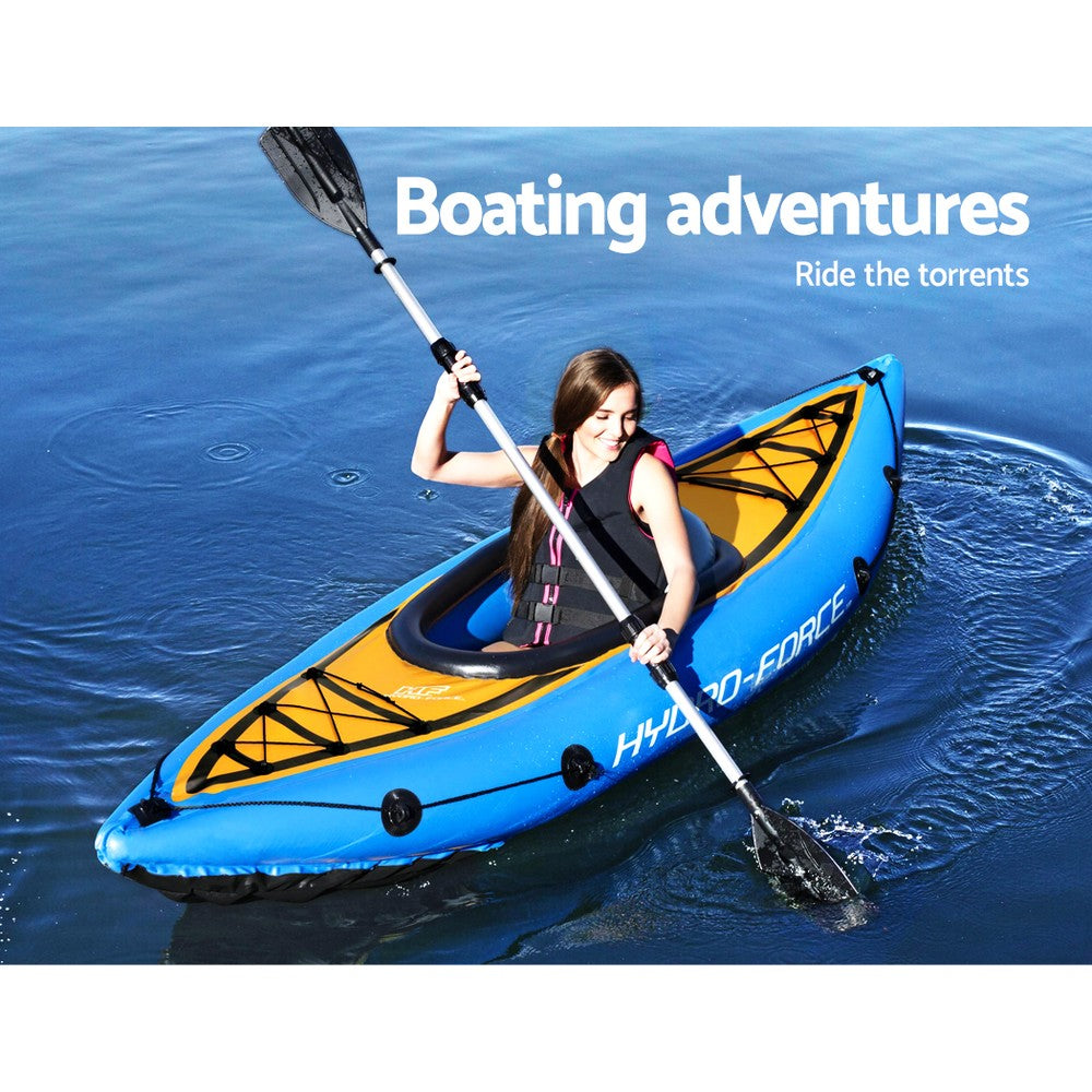 Bestway Hydro Force Inflatable Fishing Kayak - 275cm x 81cm Raft Canoe for Easy Transport