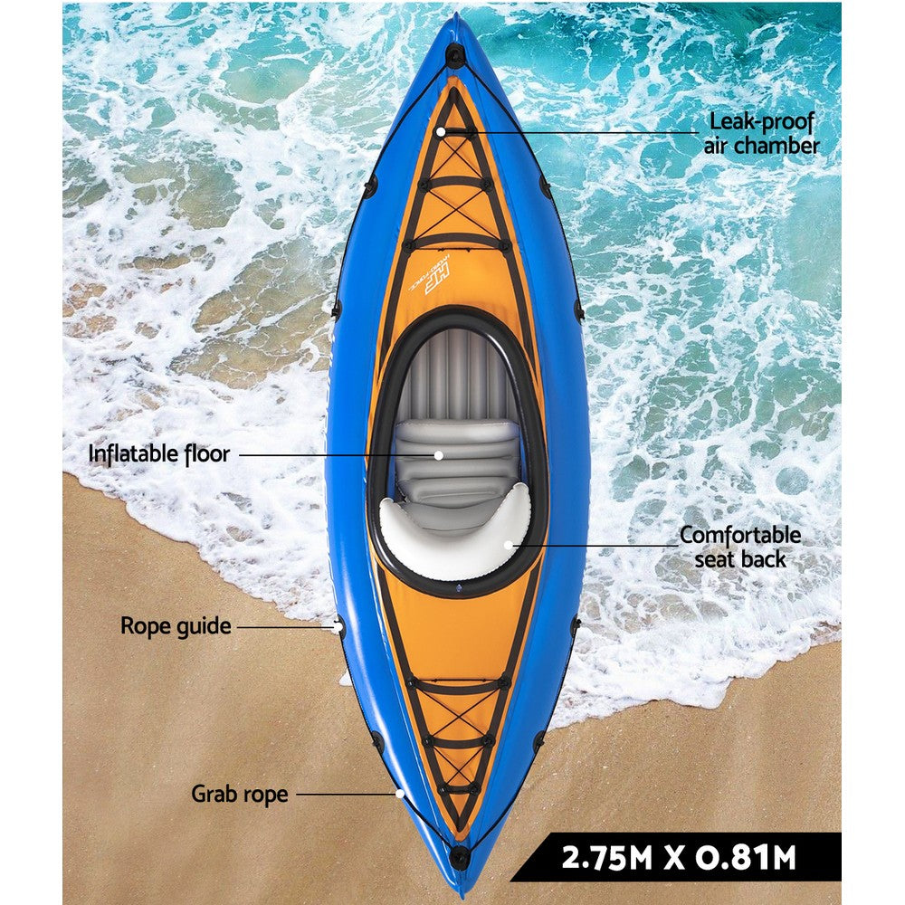 Bestway Hydro Force Inflatable Fishing Kayak - 275cm x 81cm Raft Canoe for Easy Transport