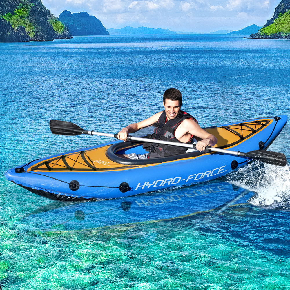 Bestway Hydro Force Inflatable Fishing Kayak - 275cm x 81cm Raft Canoe for Easy Transport
