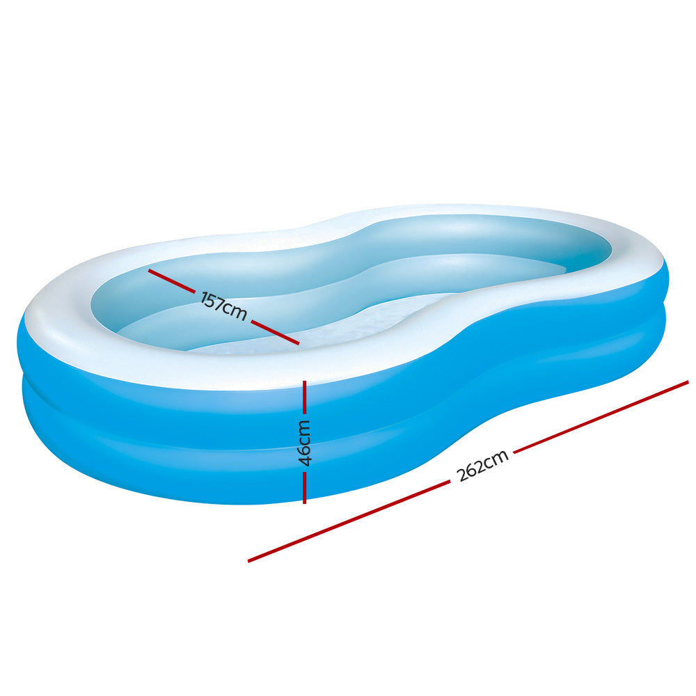 Bestway Inflatable Family Fun Pool for Kids - 2.62m x 1.57m x 46cm