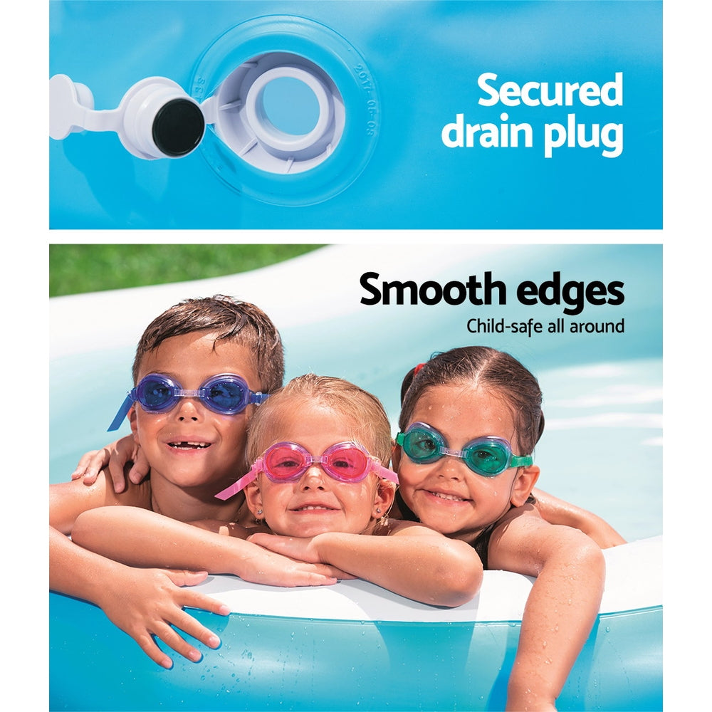 Bestway Inflatable Family Fun Pool for Kids - 2.62m x 1.57m x 46cm