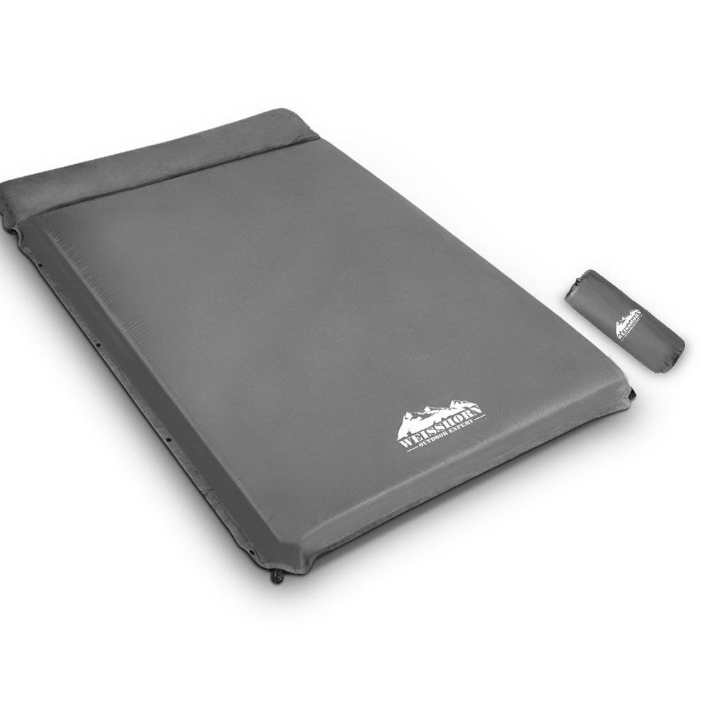 Weisshorn Grey Double Self-Inflating Camping Mattress - 10cm Thick